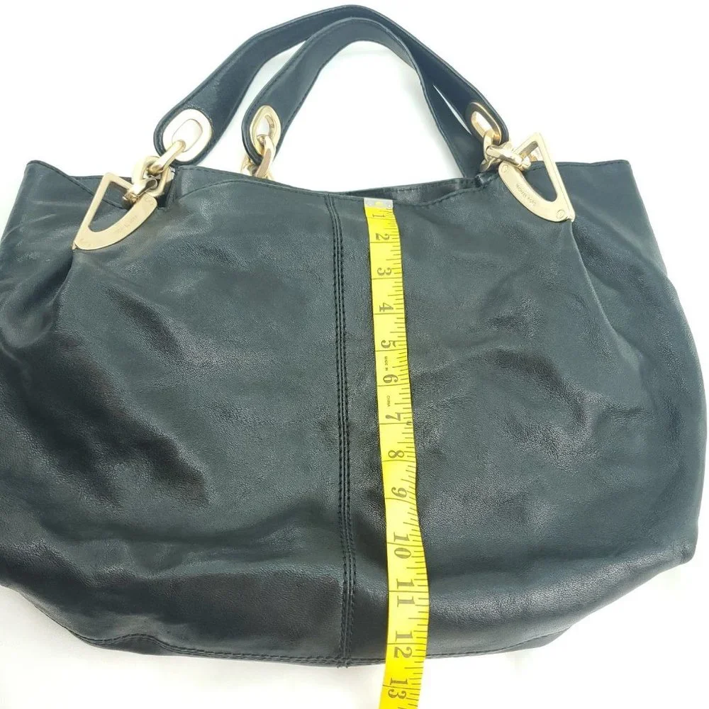Michael Kors Womens Black Leather Double Handles Shoulder Handbag Purse